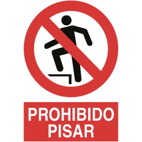 Señal poliestireno 420x297mm con pictograma y texto prohibido pisar.