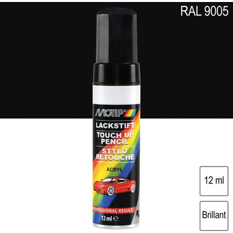 Pinceau de retouche RAL 9005 Noir foncé brillant 12ml MOTIP