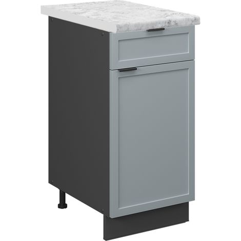Mobiletto base per cucina Fame-Line, Blu-grigio chiaro, 40 cm , PL Marmo, Vicco