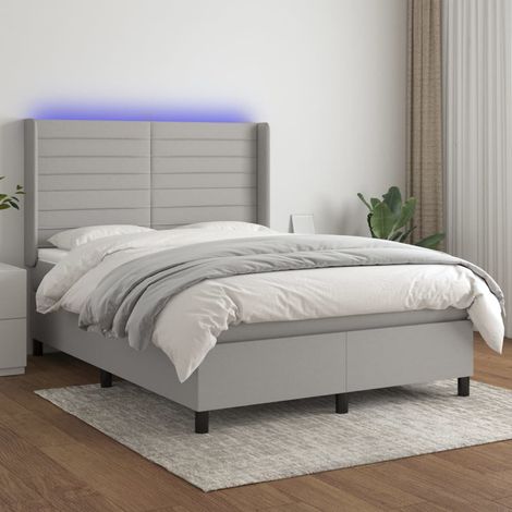vidaXL Lit à ressort LED avec tête de lit 140 x 200 cm tissu (1/5)