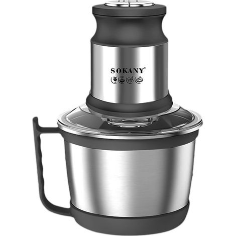 Hachoir électrique SK-7027, 4 lames en acier inoxydable de haute qualité, 800 W, 3 L, récipient en acier inoxydable, noir/acier inoxydable (1/5)