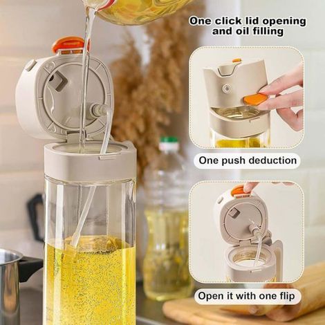 Spray Huile Cuisine 2 En 1 Vaporisateur Huile Cuisine En Verre 530ml Pulvérisateur huile Alimentaire,Fcon Distributeur (1/5)