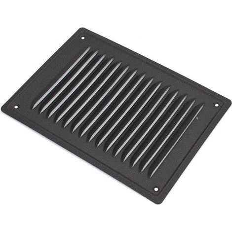 Jardibricodeco – Grille aération VMC 14x21 cm – Moustiquaire intégrée – Tôle galvanisée noire – Installation murale extérieure