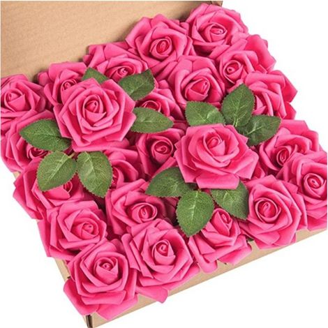 Coffret cadeau de roses artificielles bleues, fleurs en soie PE, décoration intérieure, centre de table de mariage rose (1/4)