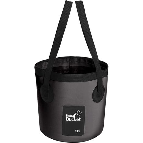 NineClouds Seau à eau pliant, 12L Portable Seau Camping Stockage Conteneur Lavabo (24 x 25 cm) - Noir (1/5)