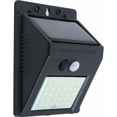 Luces solares para exteriores, 30 LED, IP65, impermeables, con sensor de movimiento, lámpara de seguridad inalámbrica, lámpara de pared para jardín y piscina (1 unidad) (1/5)