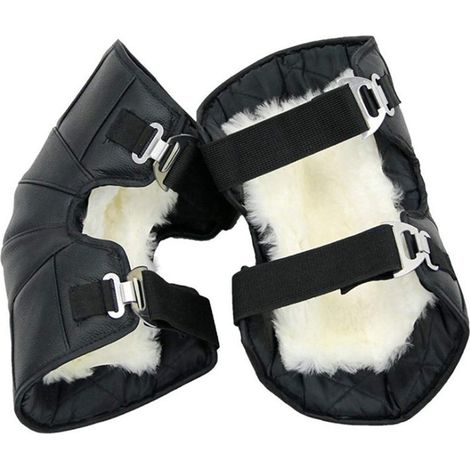 Rodilleras de cuero y lana de 35 cm para moto, cálidas, resistentes al viento, para invierno, para moto y bicicleta, unisex. (1/5)