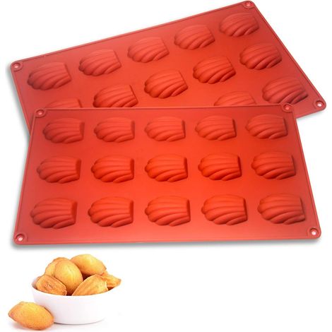 Lot de 2 Moule à Madeleine Silicone, 15 Cavités Antiadhésif, Résistant Chaleur Pour Cuisson Chocolat (1/5)