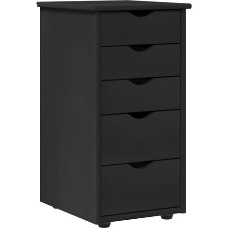 vidaXL Cabinet Black 34 x 39 x 61.5 cm Solid Pine Wood