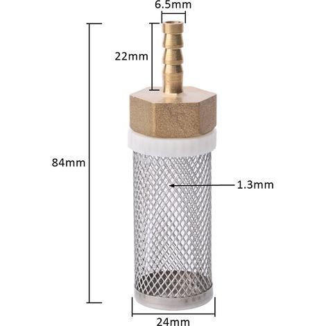 Filtre en maille d'acier inoxydable allongée (6 mm) pour tuyau d'arrosage, protection et filtration de l'eau. Filtre en laiton pour le nettoyage de l'eau. (1/5)