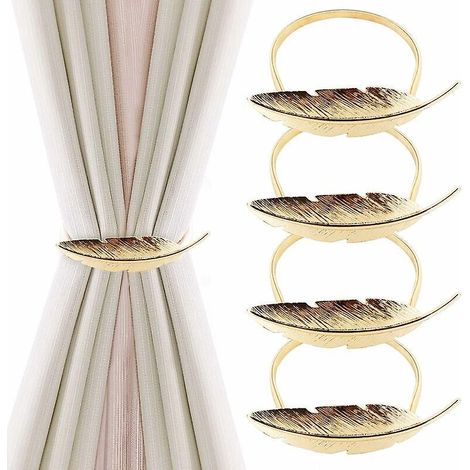 4 Pices Embrasses  Rideaux Rglables Avec Corde  Ressort,(plume D'or)suprrow Porte Rideaux Lasticit En Alliage Rglable Pour Dcoration De Salon, Bur