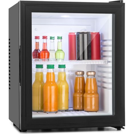Klarstein Mini Fridge for Bedrooms, Food, Drinks, Beer & Skincare Fridge Cooler, Glass Door Drinks Fridge, 32L Table Top Fridge w/ Adjustable Shelves, Quiet & Small Fridge For Home, Office, & Camping (1/5)