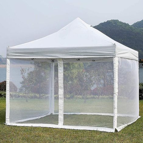 Moustiquaire Pavillon Anti-Insectes, Parasol Tente de Jardin, Abri de Fête, 2m, Attache, Blanc (1/5)