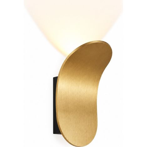 Aplique de pared con forma de abanico, color dorado (bombilla no incluida), luz decorativa para dormitorio, pasillo, escalera y hotel. (1/4)