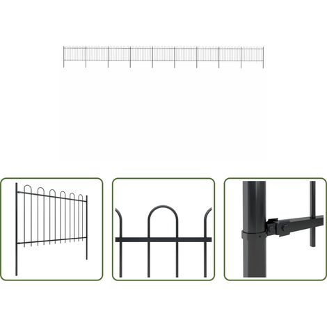 Clôture décorative - Clôture de jardin avec arceau en acier 1603,5 x 120 cm Noir (1/5)