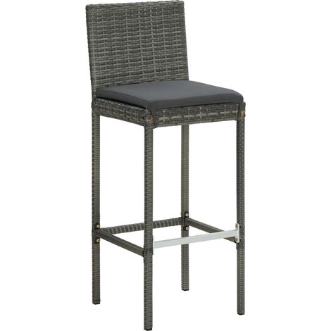 Maison Exclusive - Garten-Barhocker mit Kissen 2 Stk. Grau Poly R