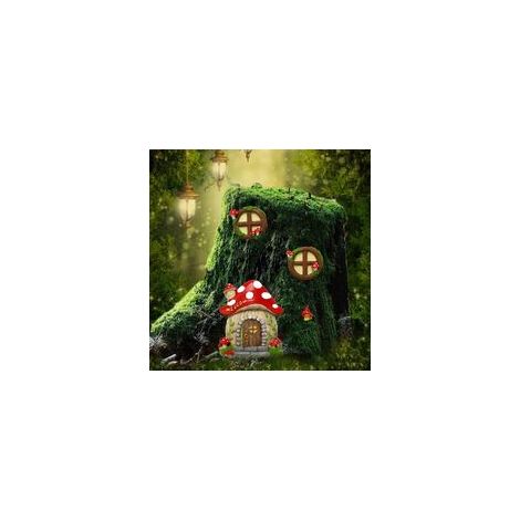 Meyas Miniature Fairy Garden Door Garden  Statues d'extérieur Accessoires de jardin féerique Décoration Visage d'arbre Décoration murale intérieure et extérieure Sculpture d'art de jardin Statues-Crez