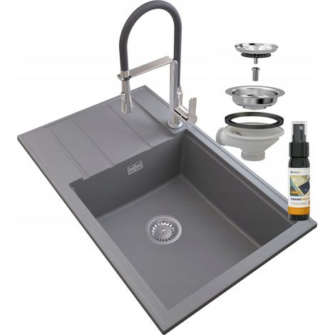 ÉVIER GRANIT GRIS LOUIS SIPHON BAT VEGAS CHROME (1/5)