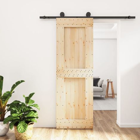 Puerta corredera con herrajes madera maciza de pino 70x210 cm vidaXL (1/5)