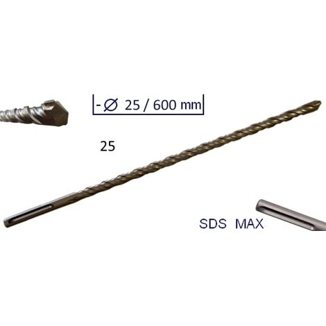 Punta gigante a doppia elica attacco SDS MAX 600x25mm (1/2)