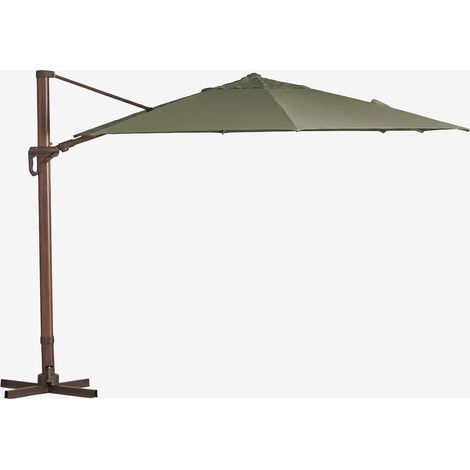 Parasol 290 cm en tissu et aluminium Cannes SKLUM Vert olive intense - Bois foncé (1/5)