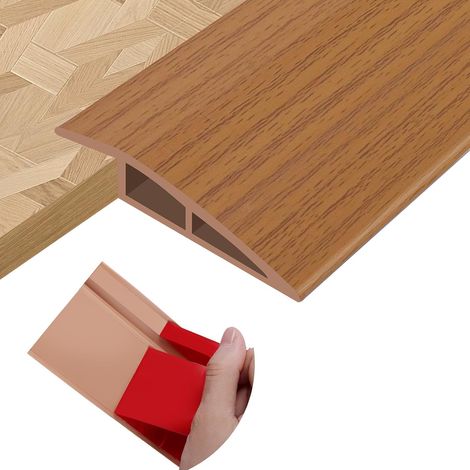 Barre de seuil adhesive seuil de porte en PVC bande de transition sol stratifié transitions de tapis (Grain de bois jaune, 10mm×1m) (1/5)