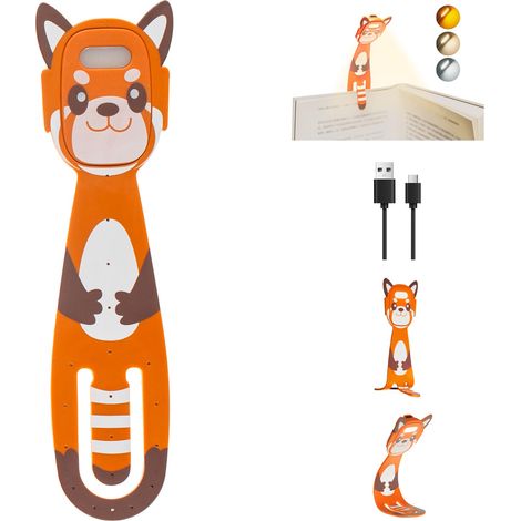 Lampe de Lecture Livre Rechargeable au Lit Mini Liseuse Lumiere LED pour Lire Nuit avec Pince Petite Lumière Gradation USB de Chevet Sans Fil Cute Marque Page (Orange) [Classe énergétique D] (1/5)