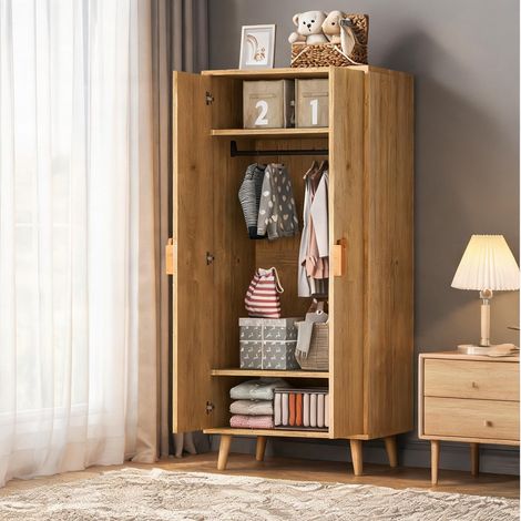 Commode coloris natural bois en MDF 70 x 55 x 170 cm (1/5)