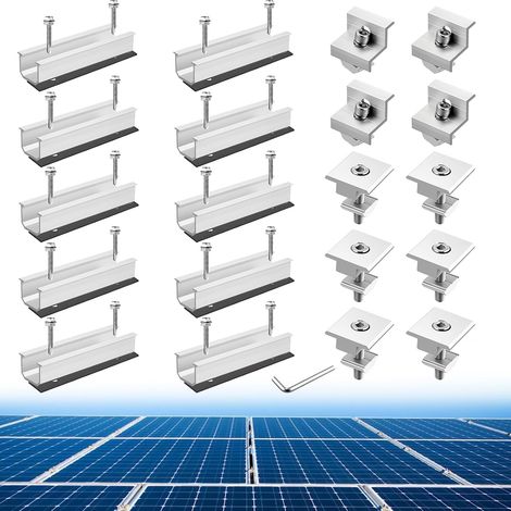 Kit de Fixation pour Panneau Solaire, pour 4 Panneaux Solaires (1/5)
