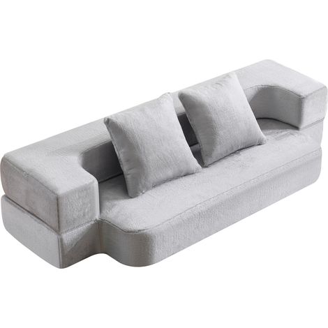 Sofá cama plegable gris claro sin montaje para 2 plazas (1/5)
