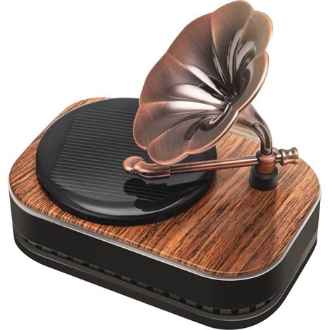 Diffuseurs d'arômes pour voiture, désodorisants, style gramophone vintage, diffuseurs d'arômes rotatifs à énergie solaire, accessoires intérieurs de voiture originaux (1/5)