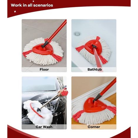 Ensemble de vadrouille de rechange - 6 pièces - adapté au système Vileda Turbo Easy-Wring Easy-Clean - Dimensions 3737 cm - Têtes de vadrouille en microfibre de rechange pour le nettoyage rotatif des (1/5)