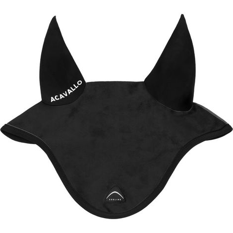 FULL, Nero: Cuffietta antimosche per cavalli modello Sublime in camoscio con logo su patch in silicone (1/5)