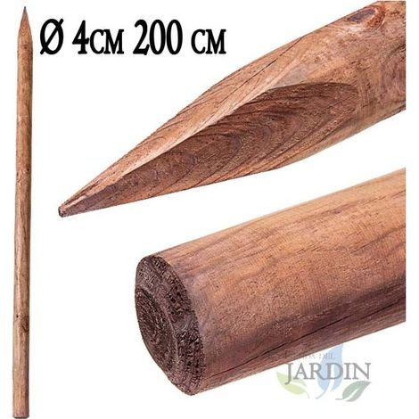 Estaca para Arboles 200 cm Ø 4 cm  Tutores con Punta  Poste para Vallas, Jardin y Plantas  Poste de Madera (1/5)