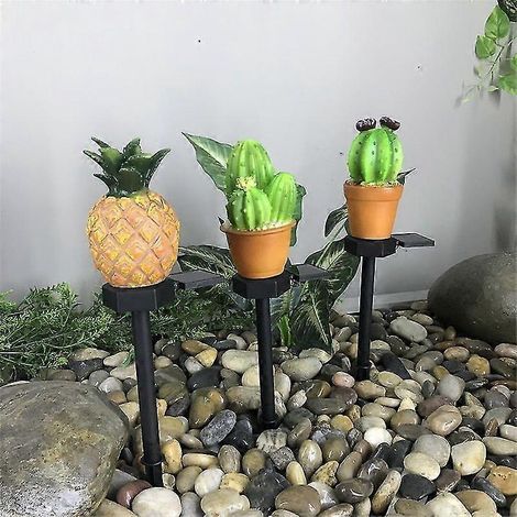 Lampes solaires de jardin Yaju Garden Decor - Lot de lampes solaires étanches pour piquets de cactus, allées et pelouses (1 pièce, jaune) (1/2)