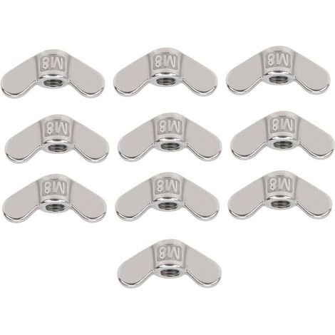 10Pcs M8 Ecrou à oreilles Ecrou papillon Acier inoxydable 304 Fixation Quincaillerie Accessoire (1/4)