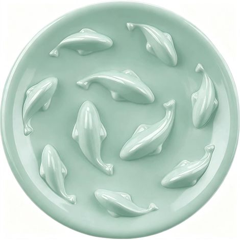 Gamelle à Alimentation Lente pour Chats et Petits Chiens, Design de Piscine à Poissons Amusante, interactif Anti-ballonnement, Alimentation Saine, fabriqué en mélamine de qualité Alimentaire, (1/5)
