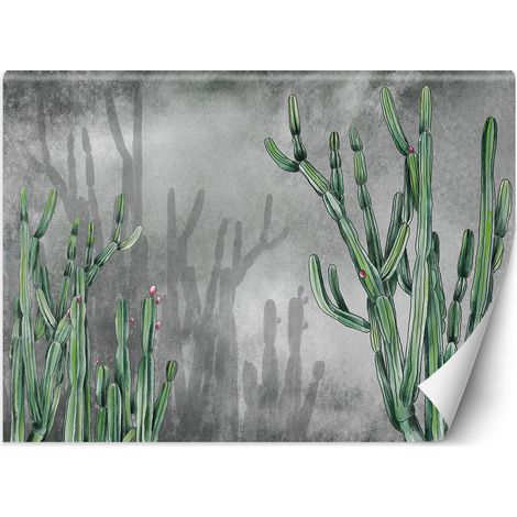 Fototapete Atacama Cactus Betonwand Grau Grün 100x70 cm (1/5)