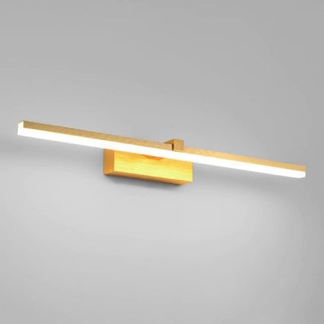 Applique murale moderne de style nordique, longue bande, en métal doré, miroir, 61 cm, style minimaliste linéaire, pour meuble-lavabo de salle de bain. (1/5)