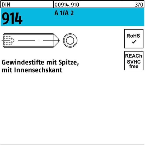 DIN 914/ISO 4027 Gewindestift M 8 x 50 rostfrei A 1/A 2 50 Stk