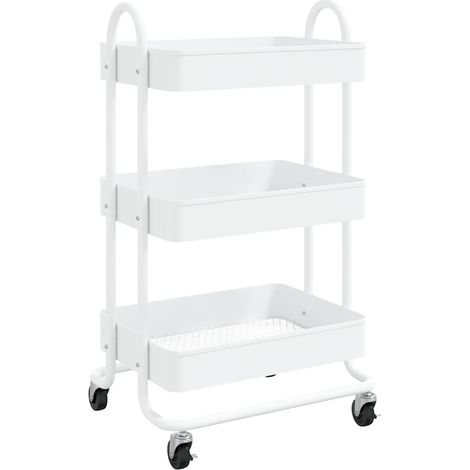 vidaXL Carrito de cocina 3 niveles acero blanco 43x34x79 cm (1/2)