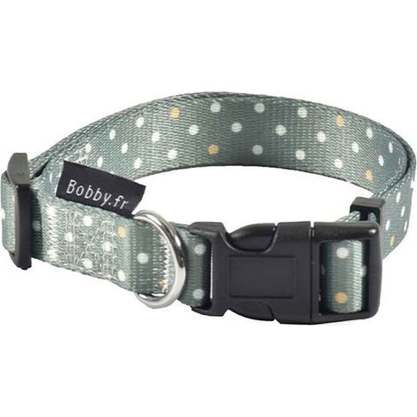 Collare verde 1 x 18-28 cm: Collare in nylon verde decorazioni a pois bianchi modello Pretty per cani