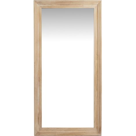 Washed Wood Large Framed Mirror - Glass - L3 x W90 x H180 cm - Brown