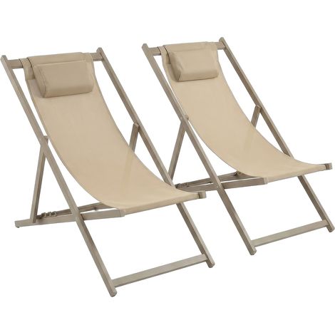 Mezzaluna - Set di 2 sdraio pieghevoli 59x97x104 cm da giardino in alluminio e textilene tortora (1/5)