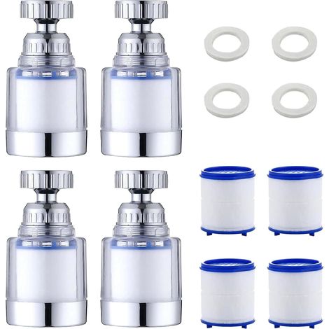 1 Robinet Filtre,Eau 360° Rotatif,Acier Inoxydable,Coton PP,Fenêtre Transparente,Cuisine Salle De Bain (1/5)