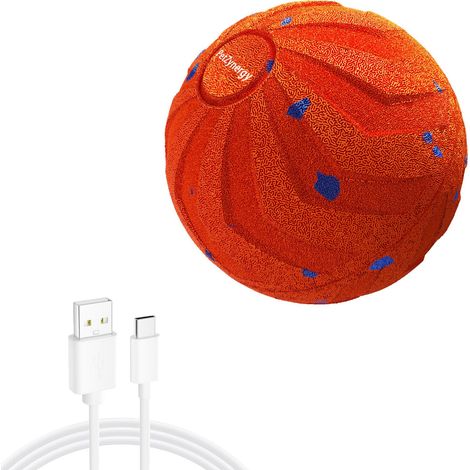Balle interactive pour chien  Ball Air, balle auto-animée, jouet intelligent avec 3 modes de jeu, cadeau d'anniversaire avec lumières LED - Orange