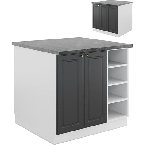 Isola cucina Fame-Line, Antracite-Oro/Bianco, 90 cm senza piano di lavoro, Vicco