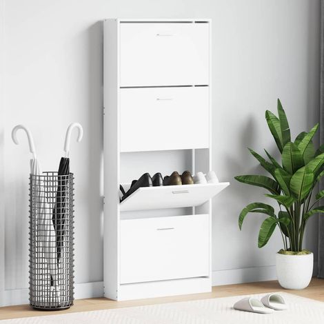 vidaXL Shoe Cabinet White 59x17x150 cm Engineered Wood (1/5)