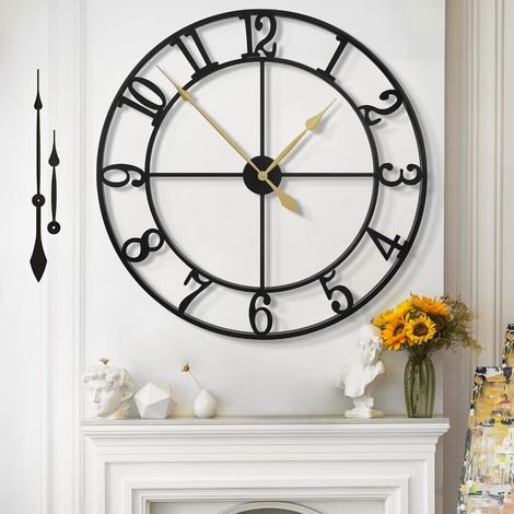 Horloge Murale Design Moderne et Vintage, Silencieuse sans Tic-Tac, Grande Horloge Murale Géante XXL, Disponible en 40 cm, 47 cm, 60 cm, 80 cm, 100 cm, Idéale pour Le Salon Cuisine Bureau (1/5)