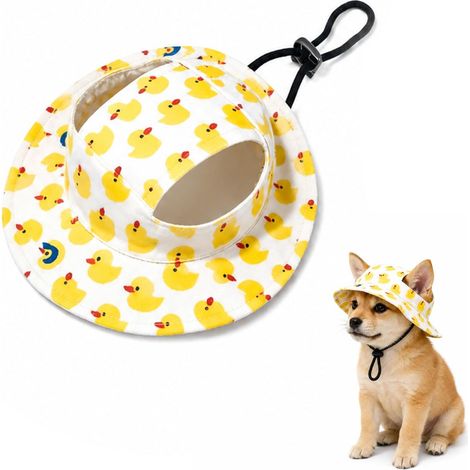 Chapeau solaire ajustable pour chiens, casquette respirante avec trous d'oreilles, légère protection UV pour chats et petits chiens, parfait pour l'été (1/5)